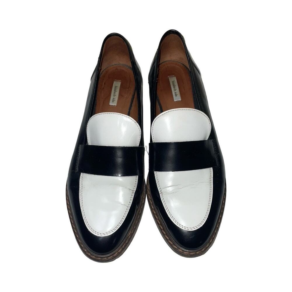 Bimba & Lola Black White Patent Leather Loafers Size: EU 38 US 7.5